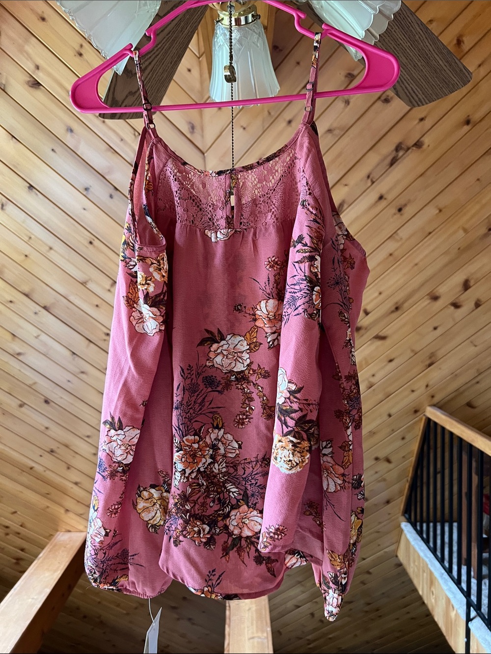Kohl's Pink Floral Lace-Trim Cold-Shoulder Dress